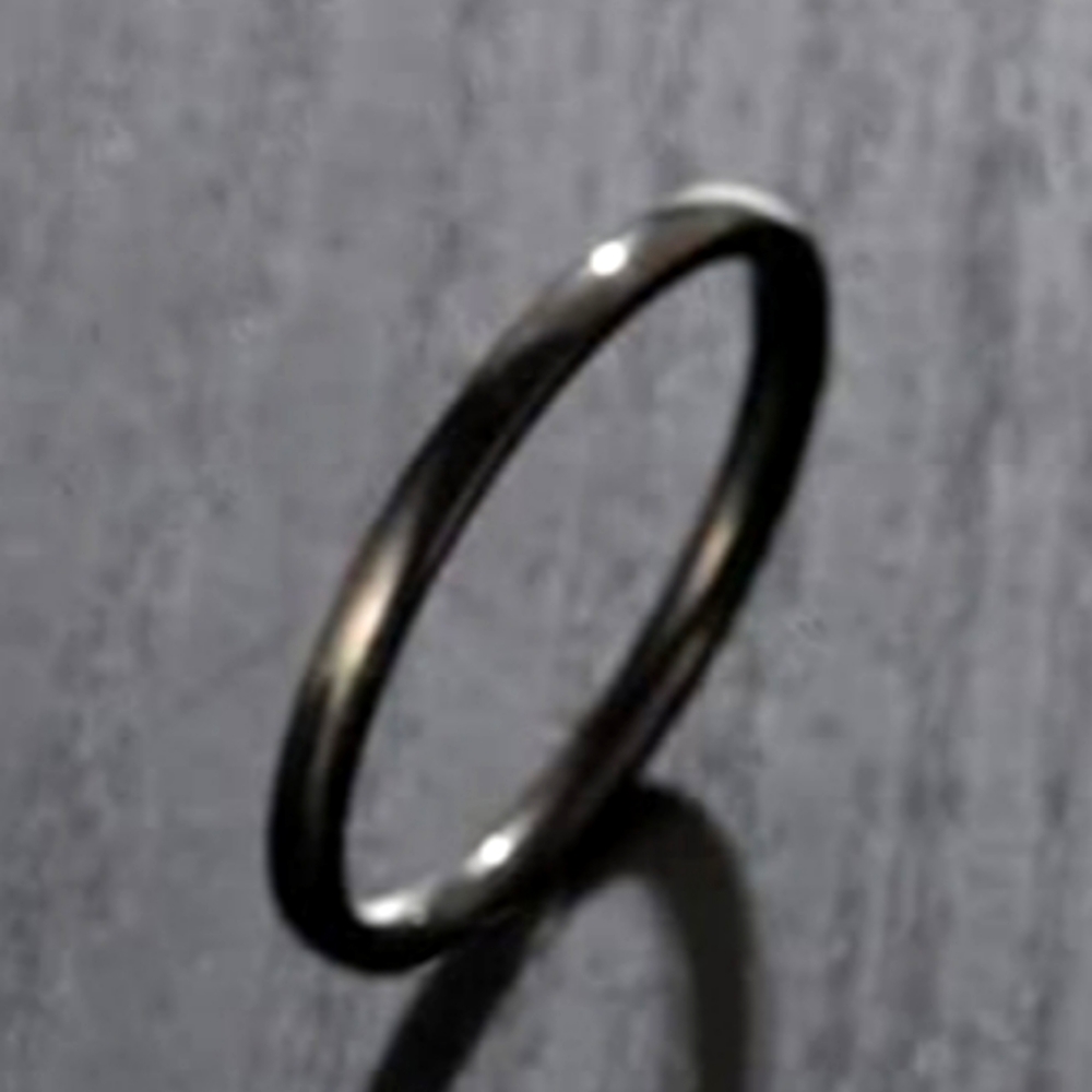 BLACK GLOSS ROUNDED EDGE  RING STAINLESS STEEL SIZE 8 BAND GREAT FOR STACKING